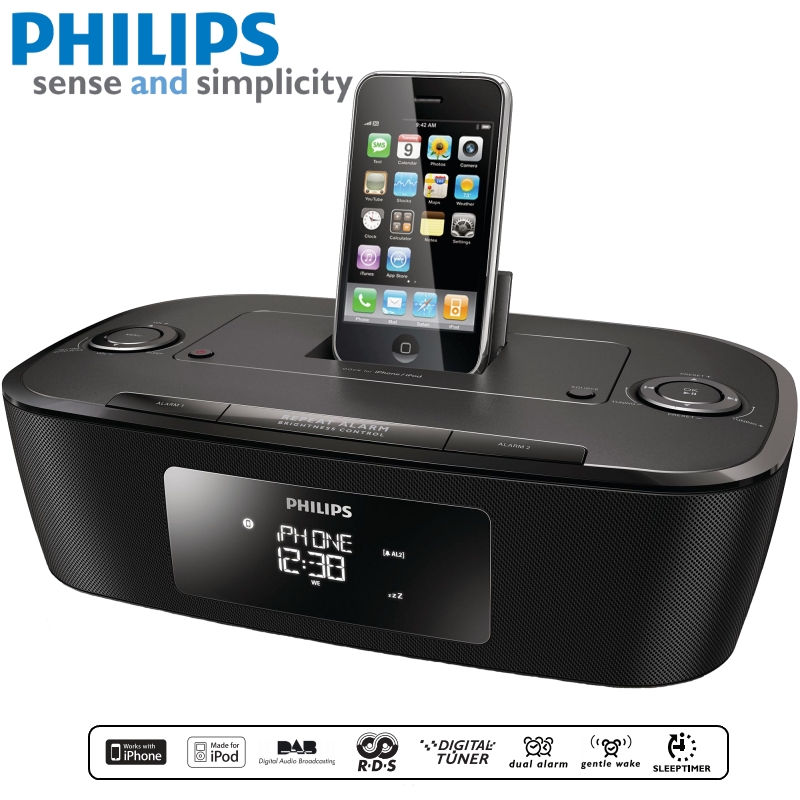 PHILIPS DCB242 CLOCK RADIO DOCK SYSTEM FOR IPOD/IPHONE - ALARM